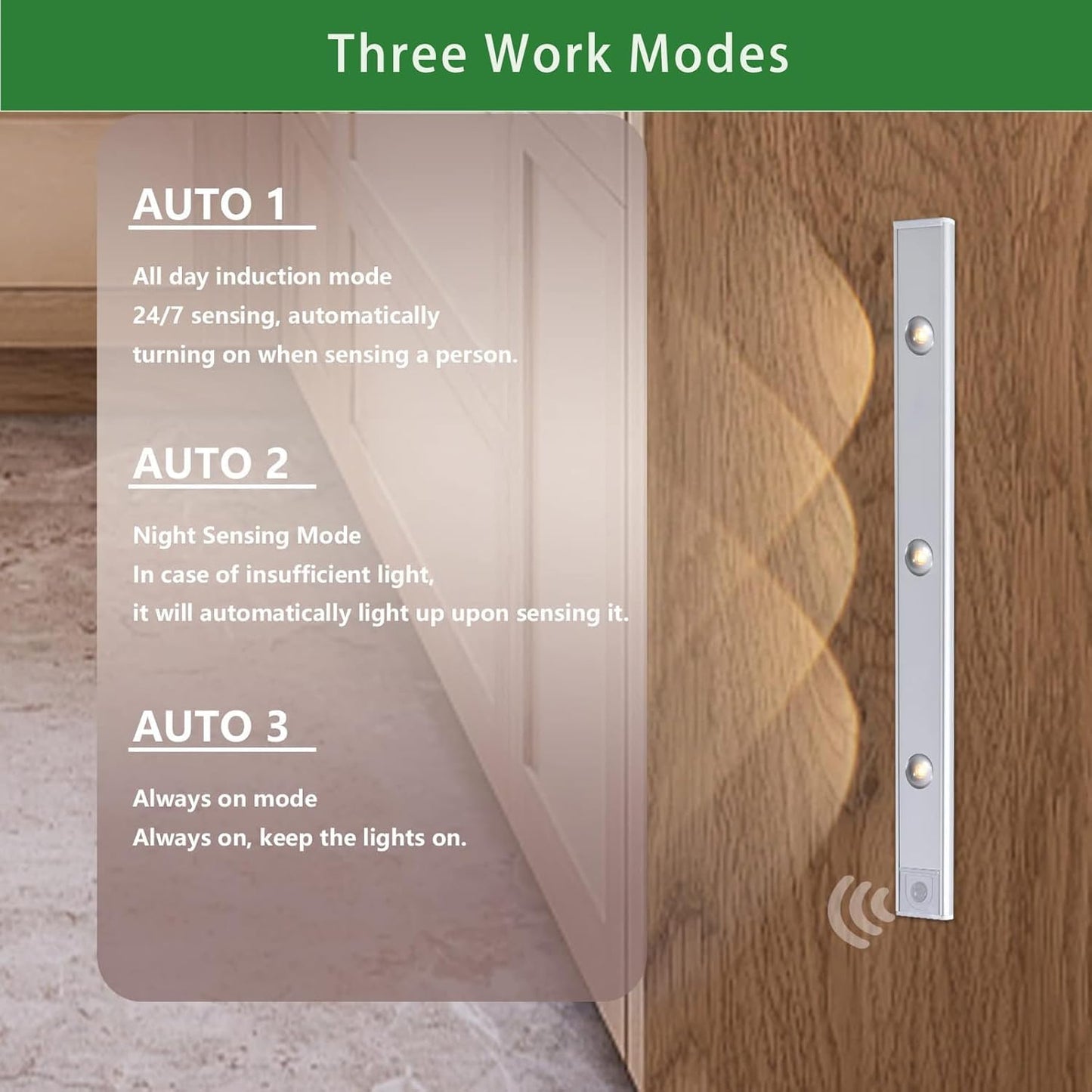 LED Under Cabinet Light 40cm – Removable, Dimmable, USB Rechargeable for Home, Kitchen, and Wardrobe