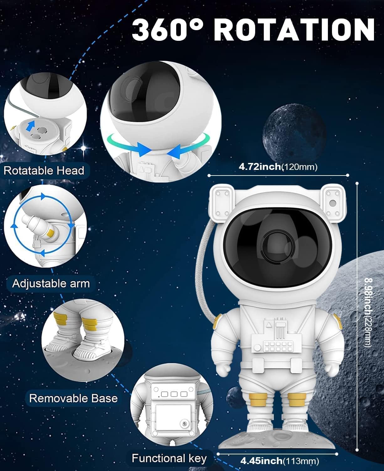 360° Adjustable Astronaut Galaxy Projector Light with Remote Control