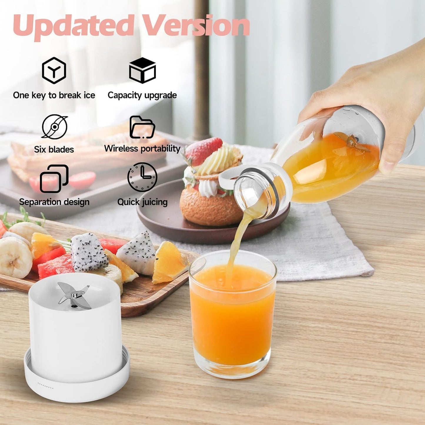 Rechargeable Mini USB Juicer & Blender - Portable Personal Electric Fruit Mixer & Grinder