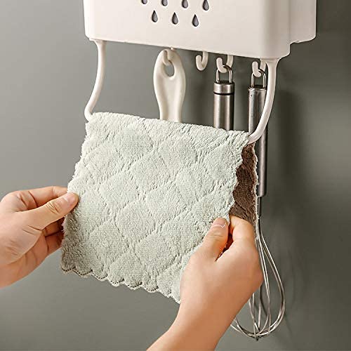 Cloud-Shaped Plastic Cutlery Holder with 4 Hooks & Towel Rack