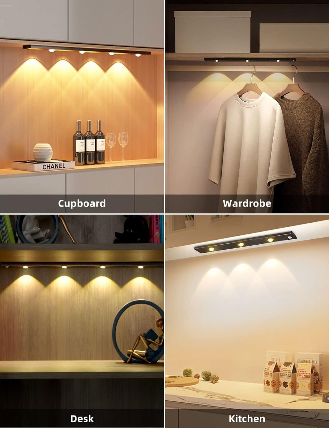 LED Under Cabinet Light 40cm  – Removable, Dimmable, USB Rechargeable for Home, Kitchen, and Wardrobe