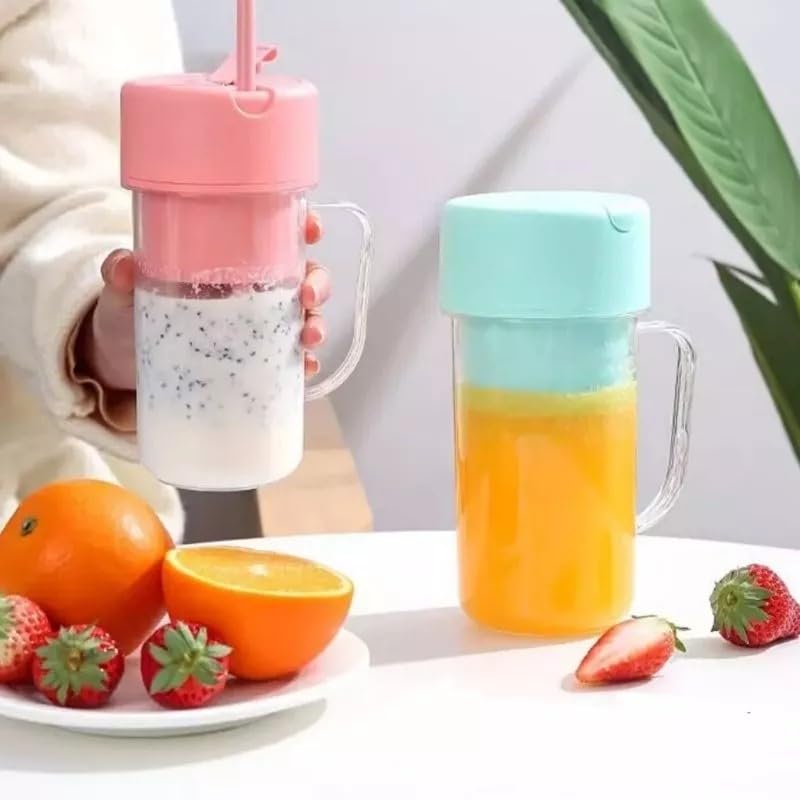Rechargeable USB Portable Electric Juicer Blender with Straw – Compact Bottle Blender Cup