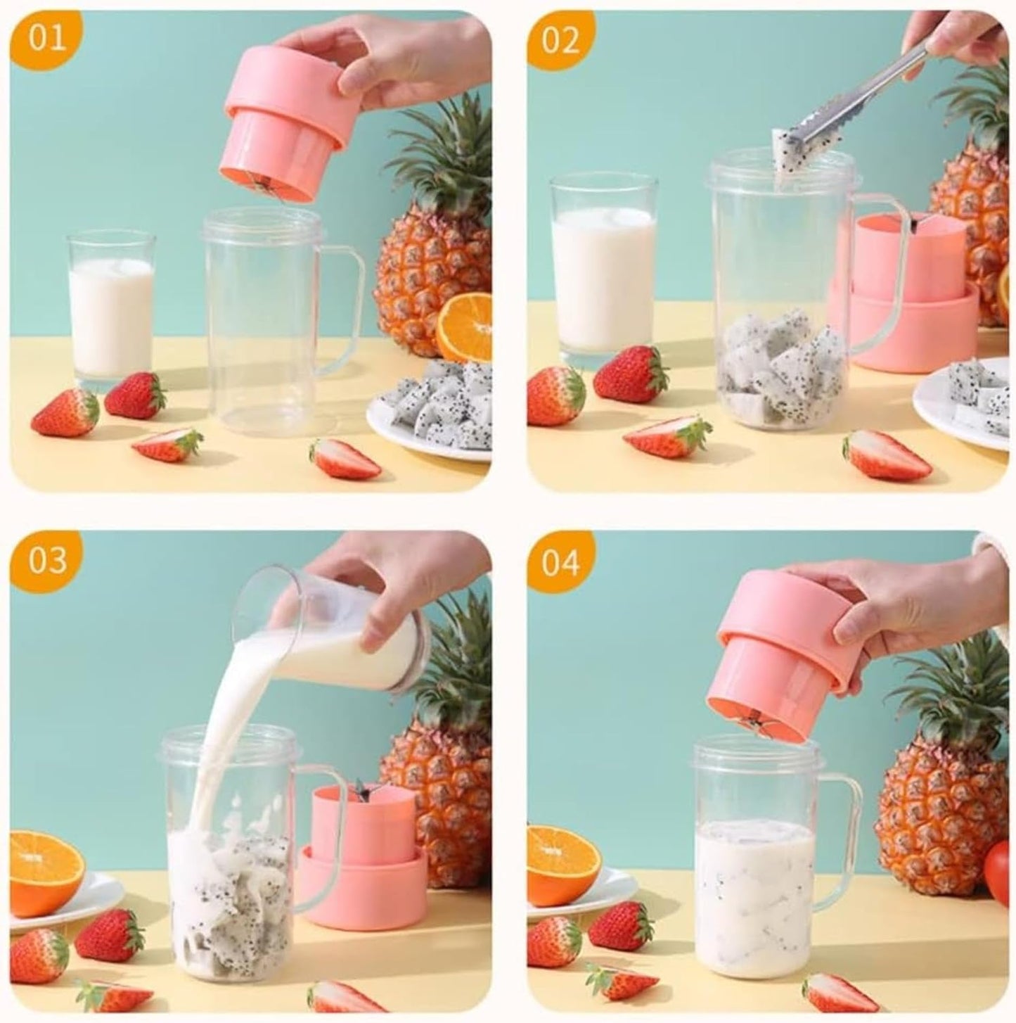 Rechargeable USB Portable Electric Juicer Blender with Straw – Compact Bottle Blender Cup