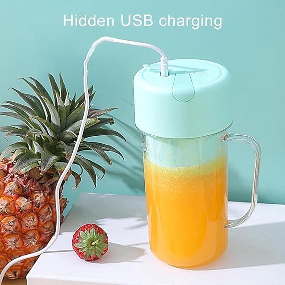 Rechargeable USB Portable Electric Juicer Blender with Straw – Compact Bottle Blender Cup