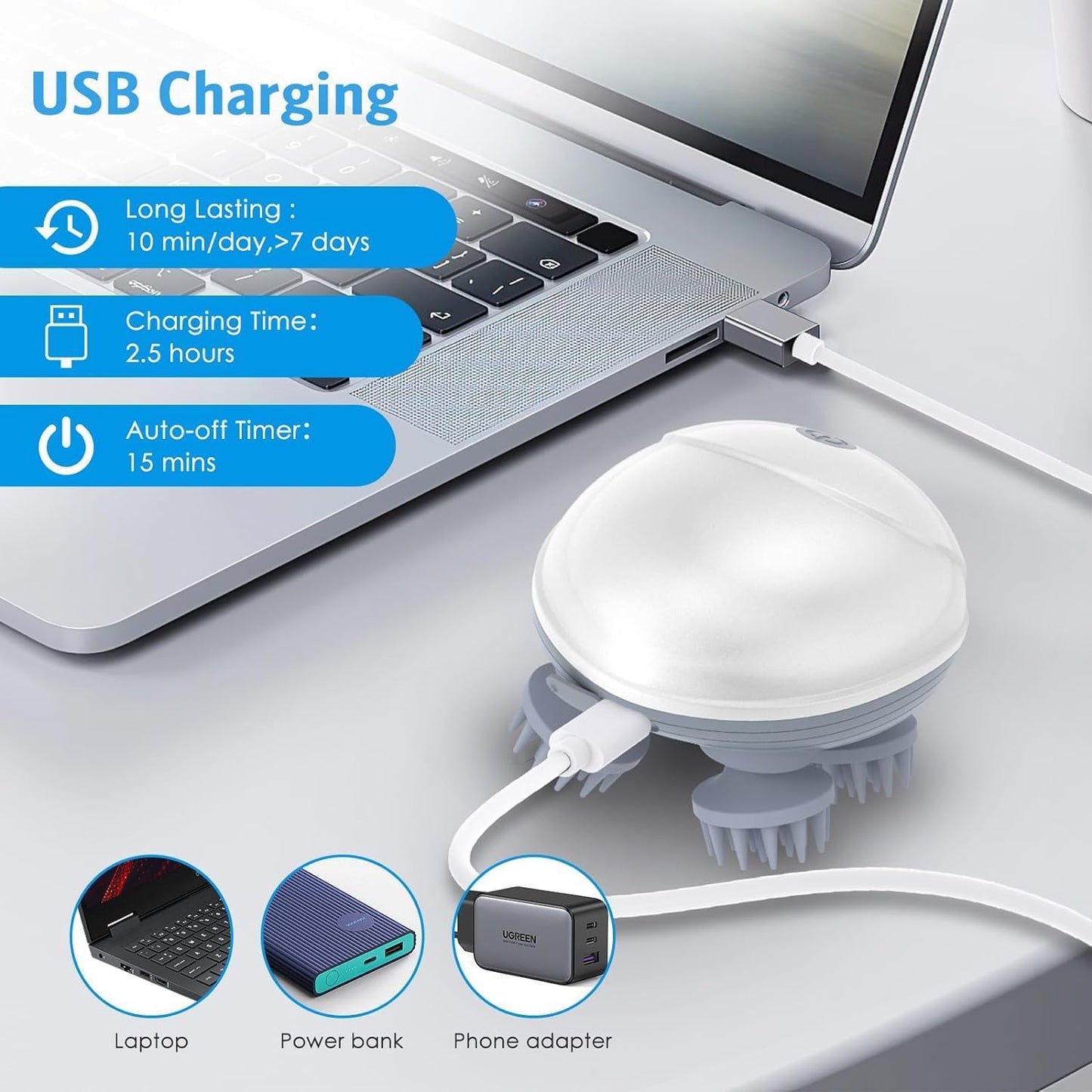 Electric Head & Scalp Massager with Red Light Therapy | Boost Hair Growth, Control Hair Fall, and Relax |