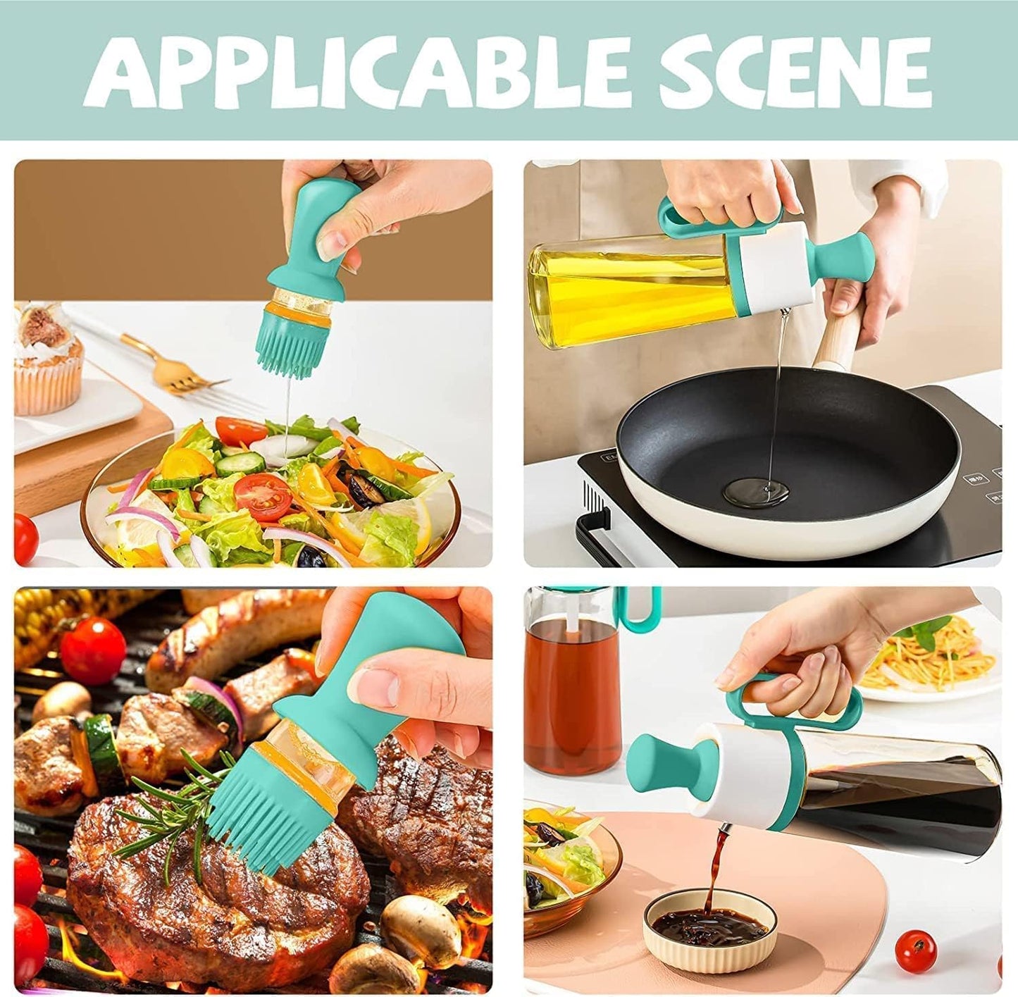 2-in-1 Glass Oil Dispenser with Silicone Brush – 630ML Kitchen