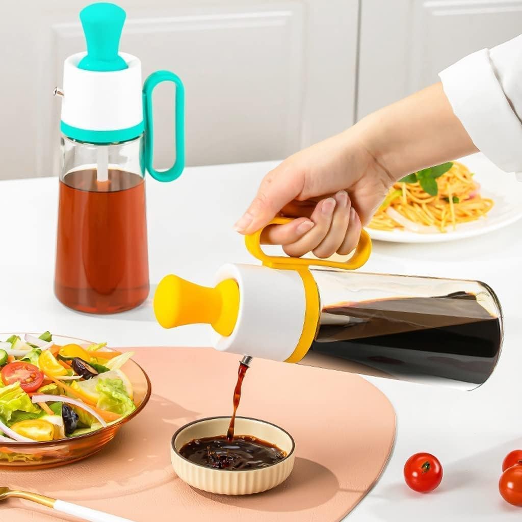 2-in-1 Glass Oil Dispenser with Silicone Brush – 630ML Kitchen
