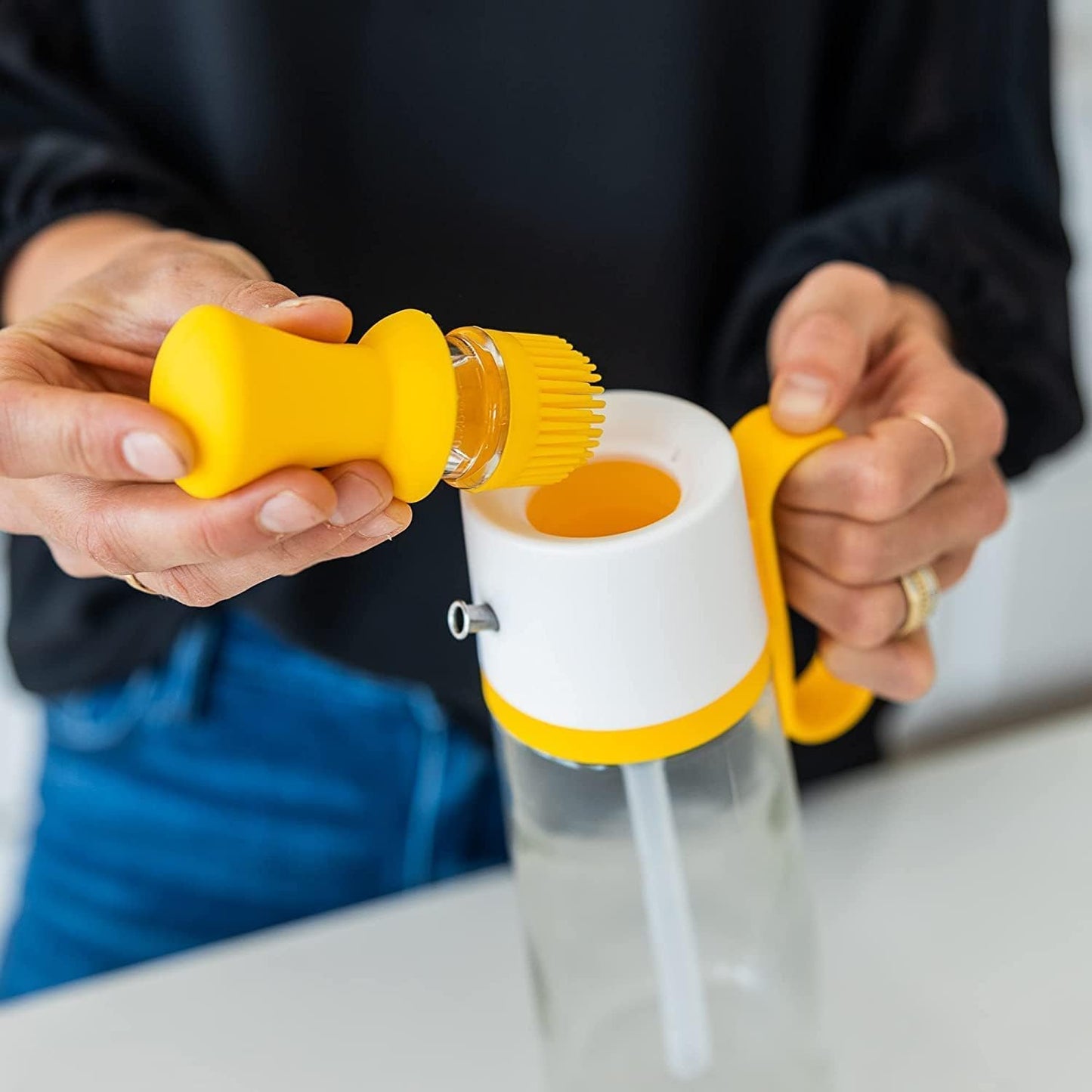 2-in-1 Glass Oil Dispenser with Silicone Brush – 630ML Kitchen