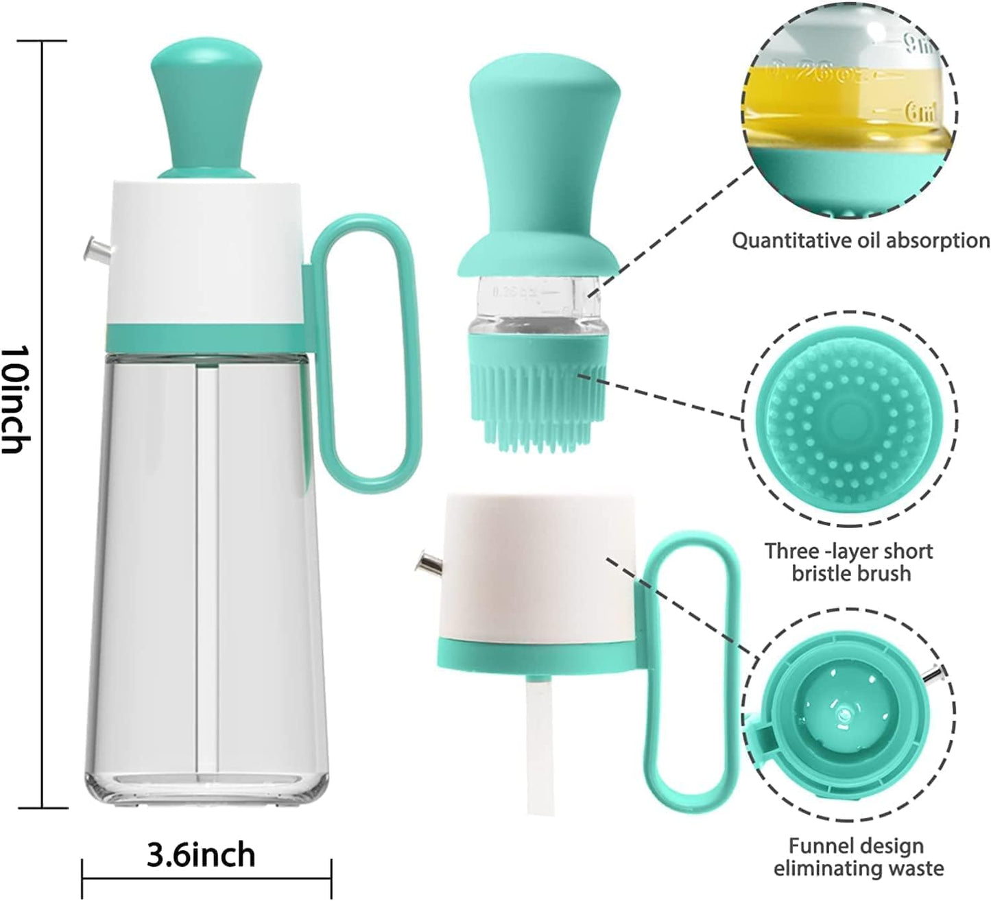 2-in-1 Glass Oil Dispenser with Silicone Brush – 630ML Kitchen