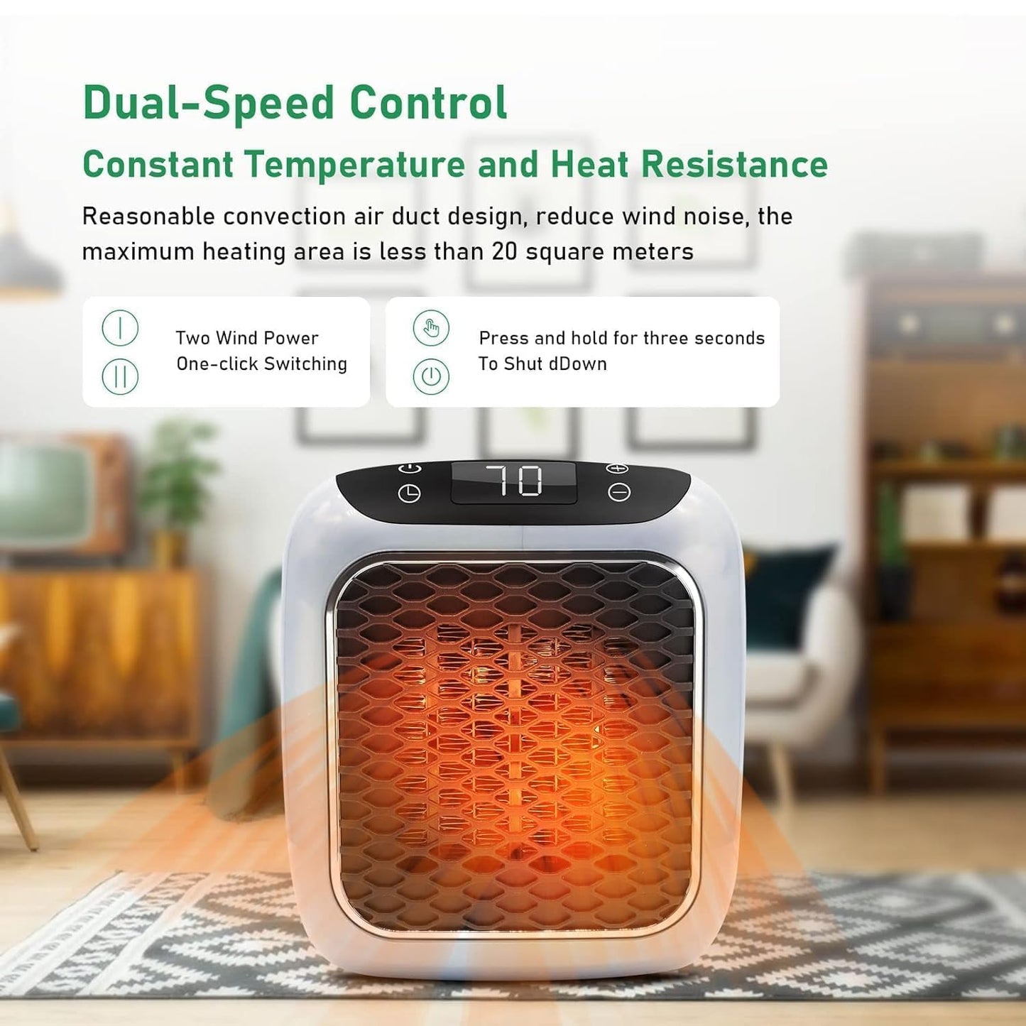 Handy Heater | Wall-Outlet Portable Heater with Remote | Mini Heater for Rooms & Offices