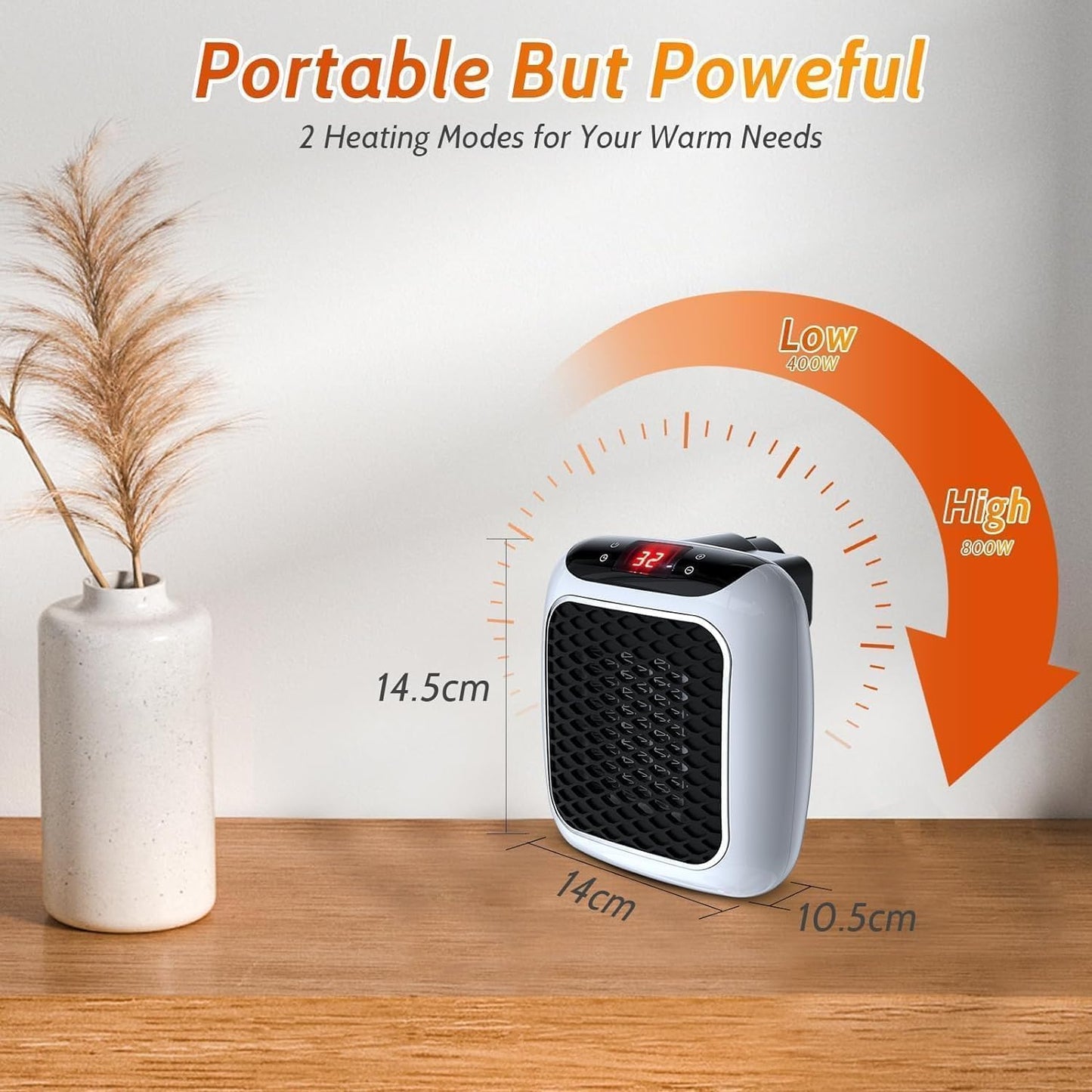 Handy Heater | Wall-Outlet Portable Heater with Remote | Mini Heater for Rooms & Offices