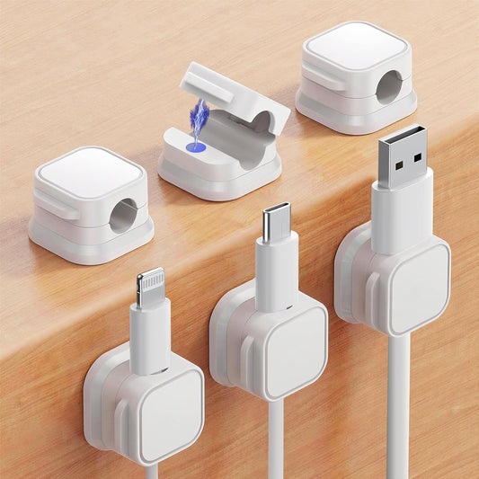 Magnetic Cable Organiser - Adhesive Cord Holder for USB, Phone Chargers, and Wires and Nightstand Cable Management