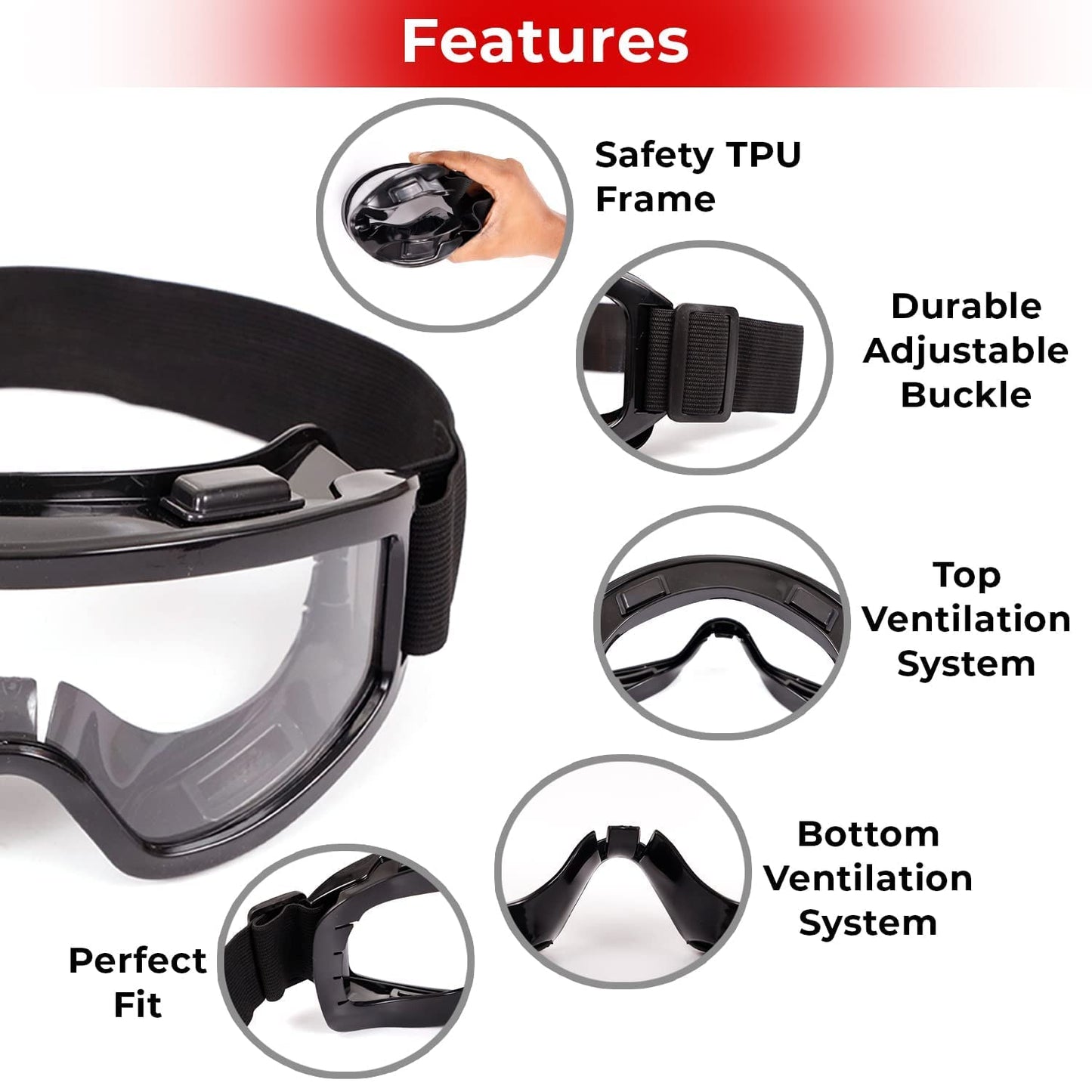 Motorbike Transparent Goggles With Adjustable Strap