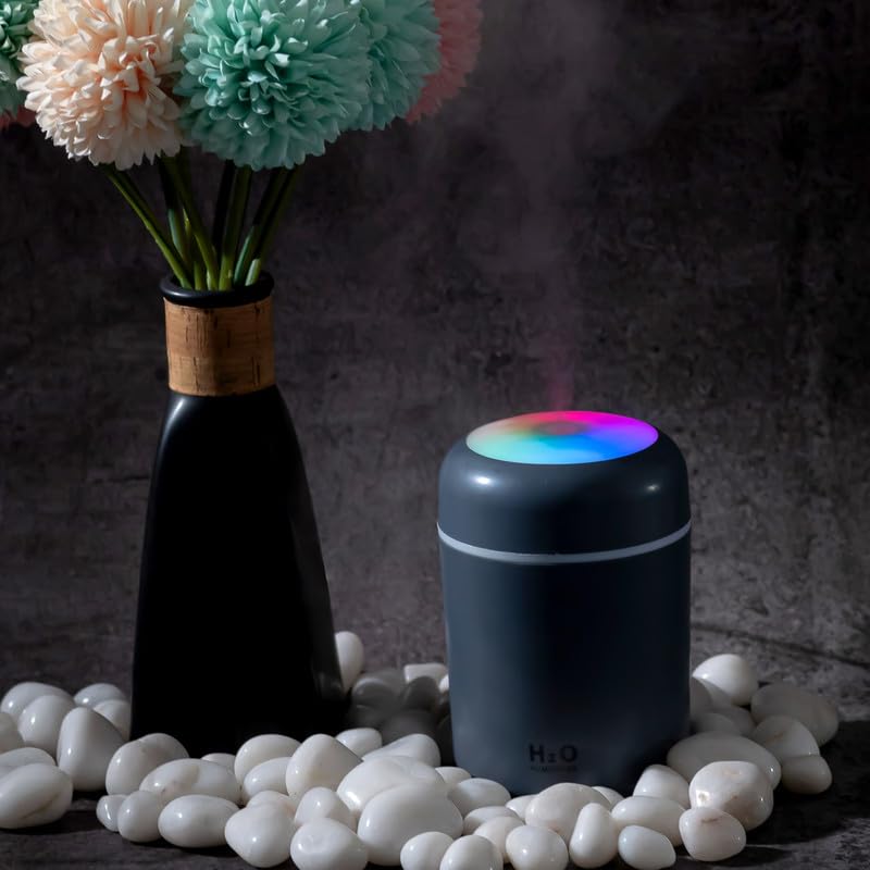 Colorful Mini Night Light Humidifier - 300ml Cool Mist for Home, Office & Car