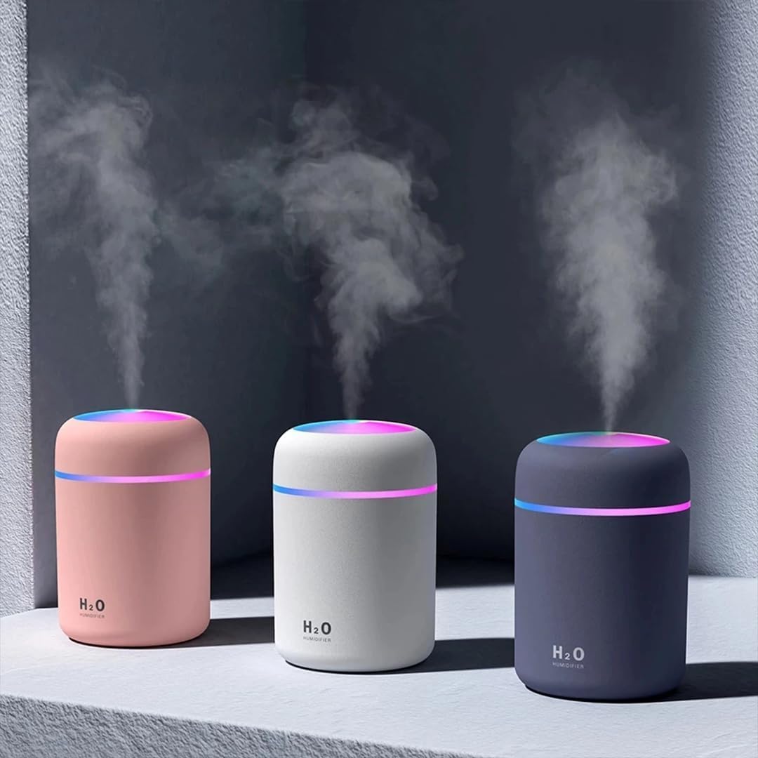 Colorful Mini Night Light Humidifier - 300ml Cool Mist for Home, Office & Car