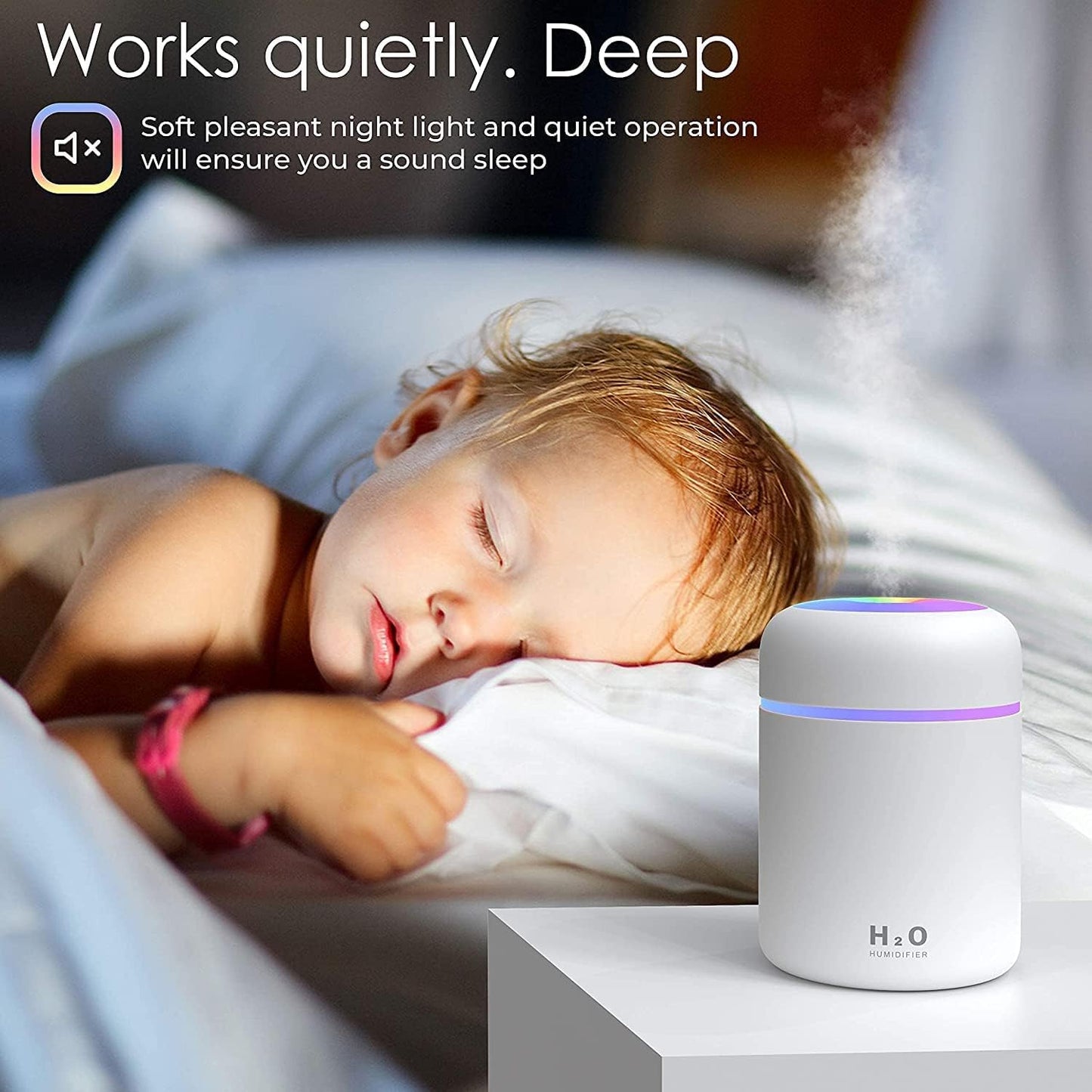Colorful Mini Night Light Humidifier - 300ml Cool Mist for Home, Office & Car