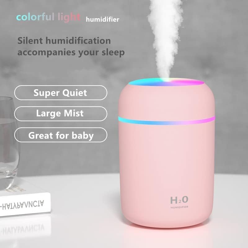 Colorful Mini Night Light Humidifier - 300ml Cool Mist for Home, Office & Car