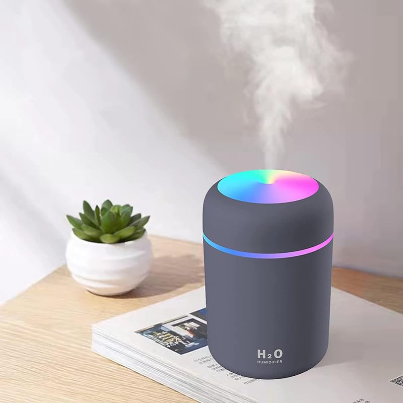Colorful Mini Night Light Humidifier - 300ml Cool Mist for Home, Office & Car
