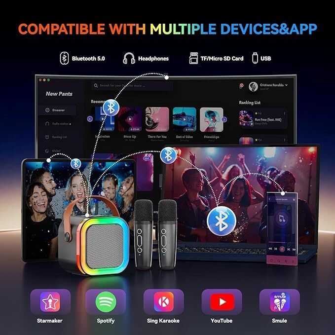 Portable Bluetooth Karaoke Mic & Speaker - Fun Gift for Kids (4-12 Years)