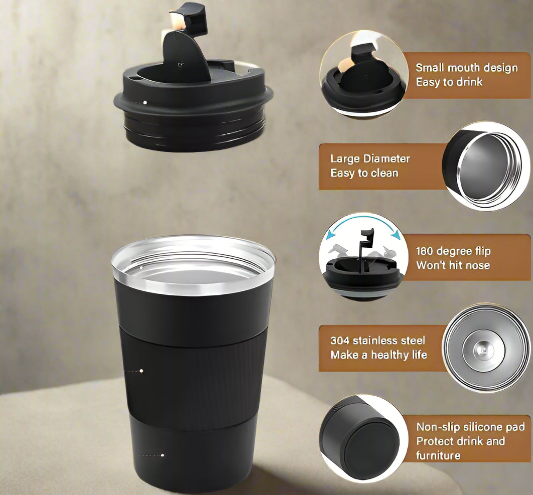 Travel Coffee Cup with Rubber Grip