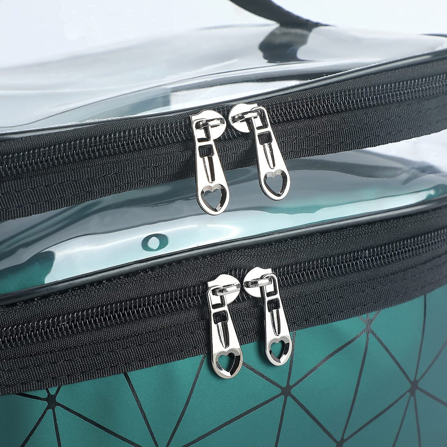 Travel Makeup Bag | Double-Layer Cosmetic Organizer with Brush Holder |