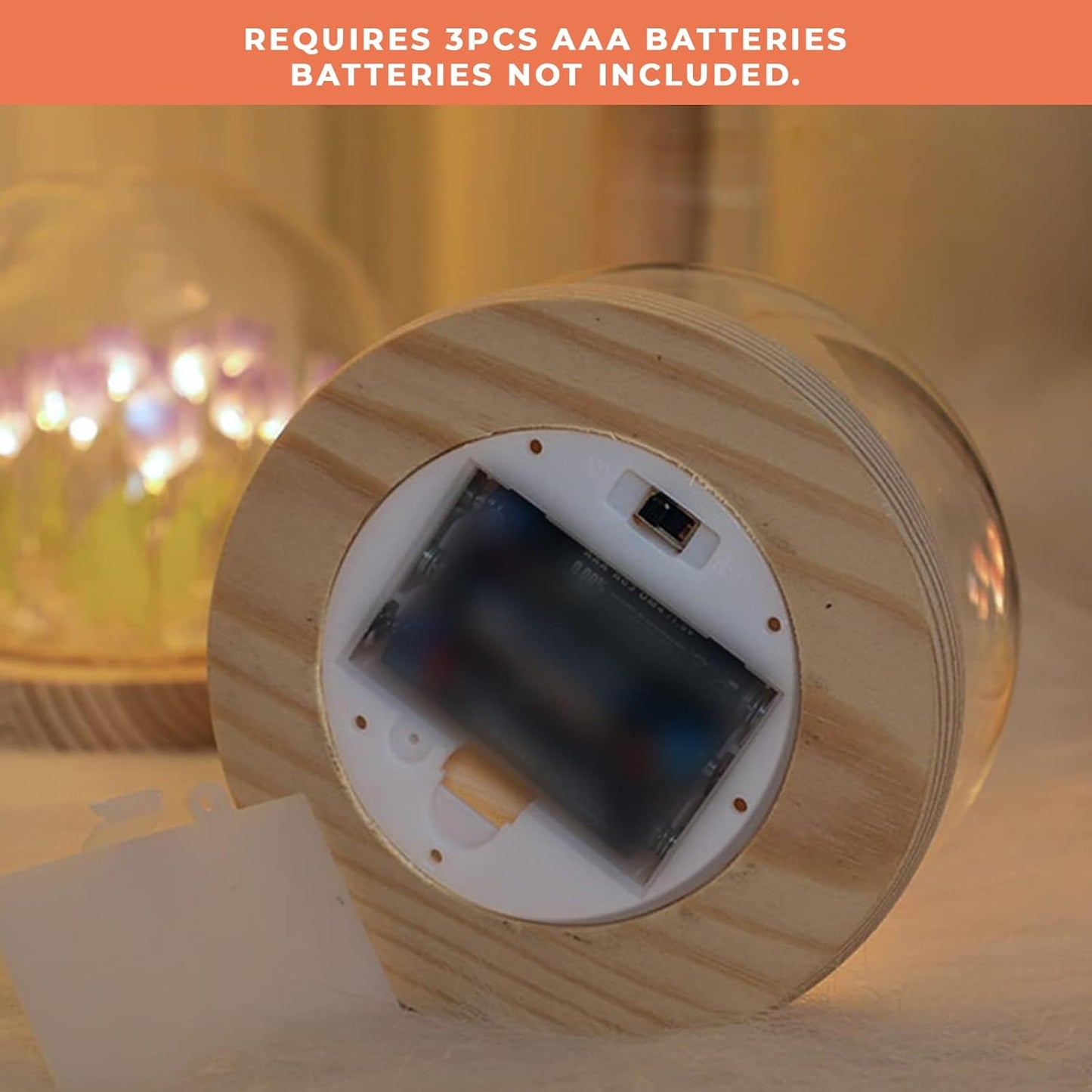 Tulip LED Night Light with Wooden Base