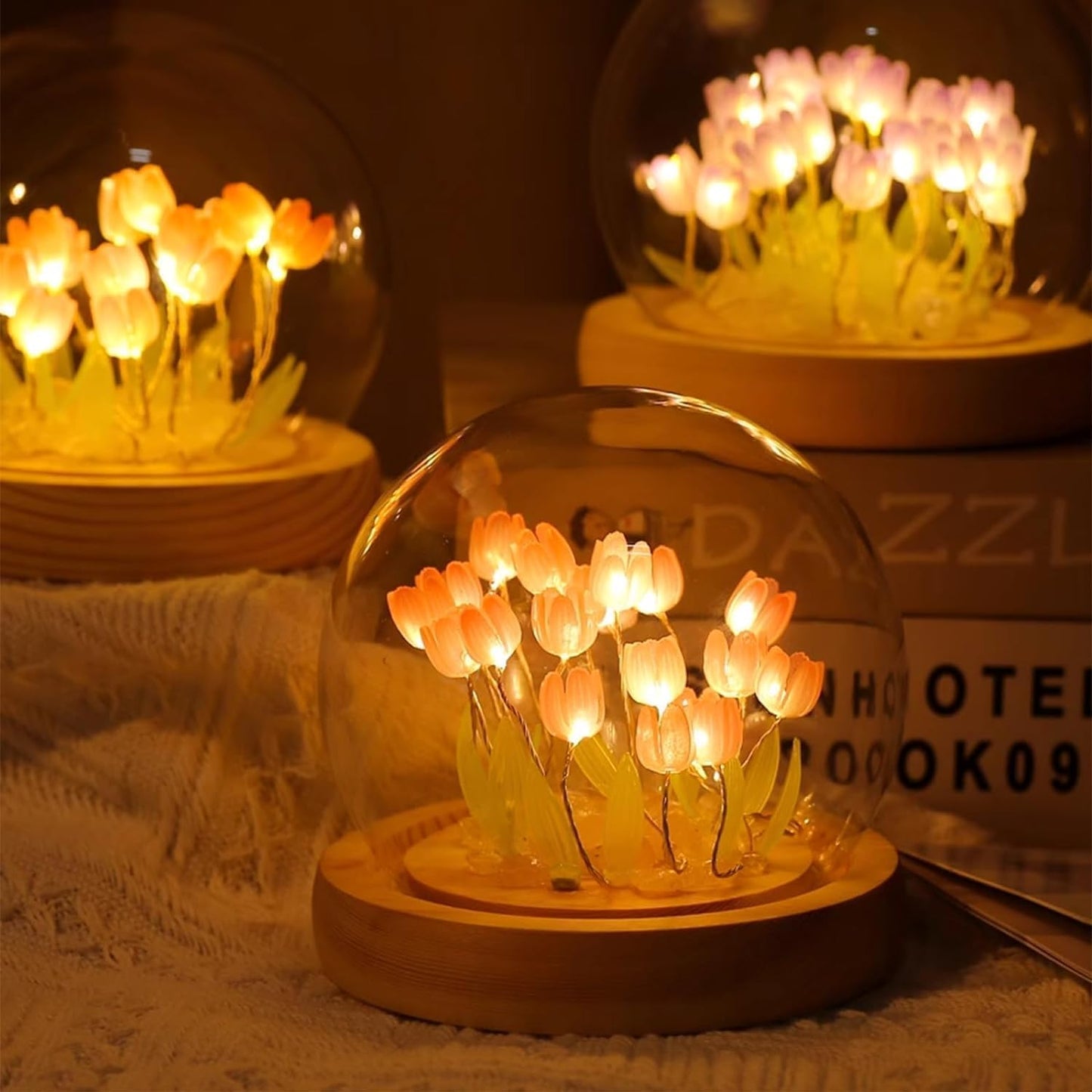Tulip LED Night Light with Wooden Base