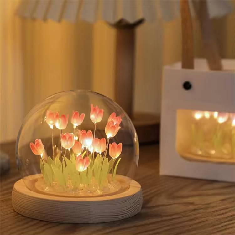 Tulip LED Night Light with Wooden Base