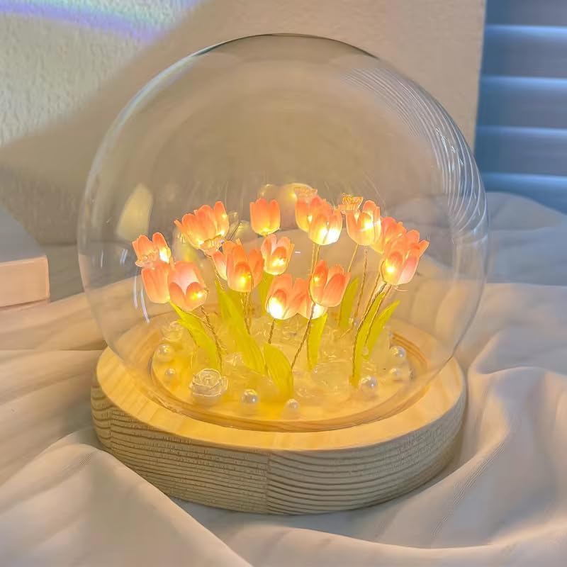 Tulip LED Night Light with Wooden Base