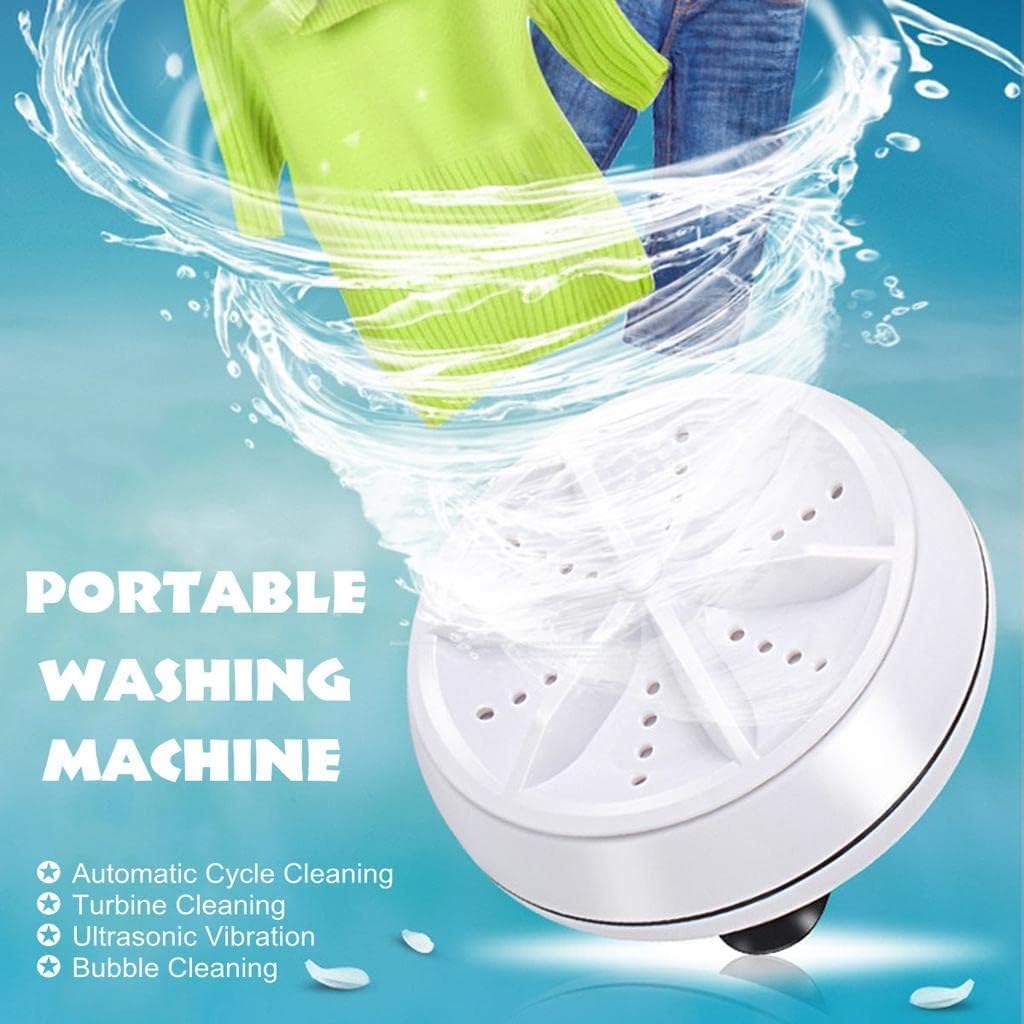 Portable Mini Turbo Washing Machine - Ultrasonic Lightweight Washer with USB Cable