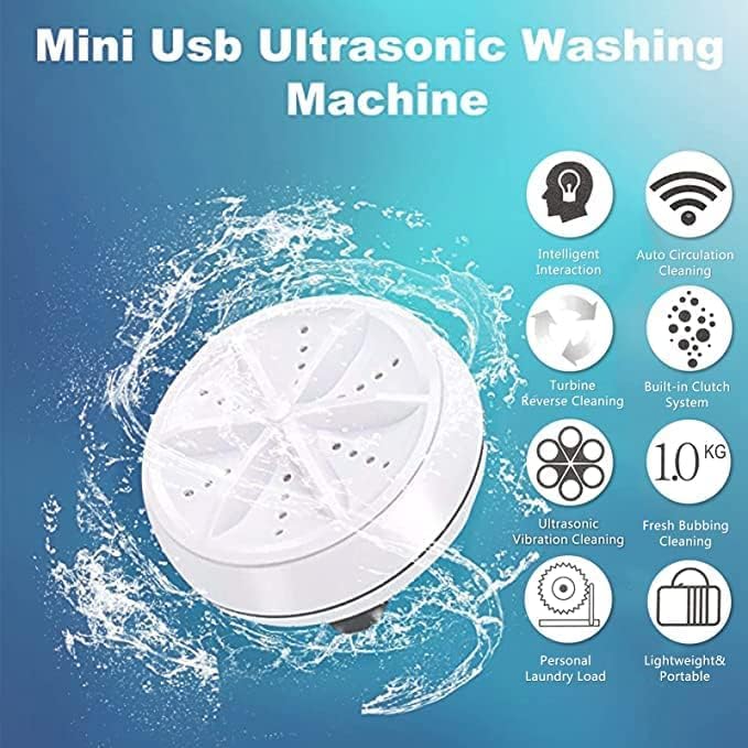 Portable Mini Turbo Washing Machine - Ultrasonic Lightweight Washer with USB Cable